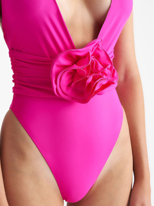 SugarFree Floral Wide Strap Open Back Padded Swimsuit Pink