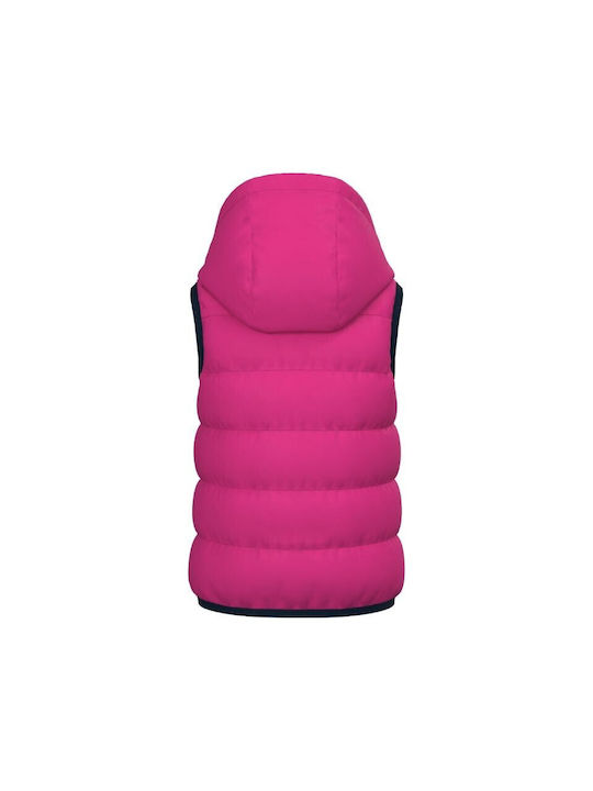 Name It Girls Quilted Coat Fuchsia Sleeveless with Ηood