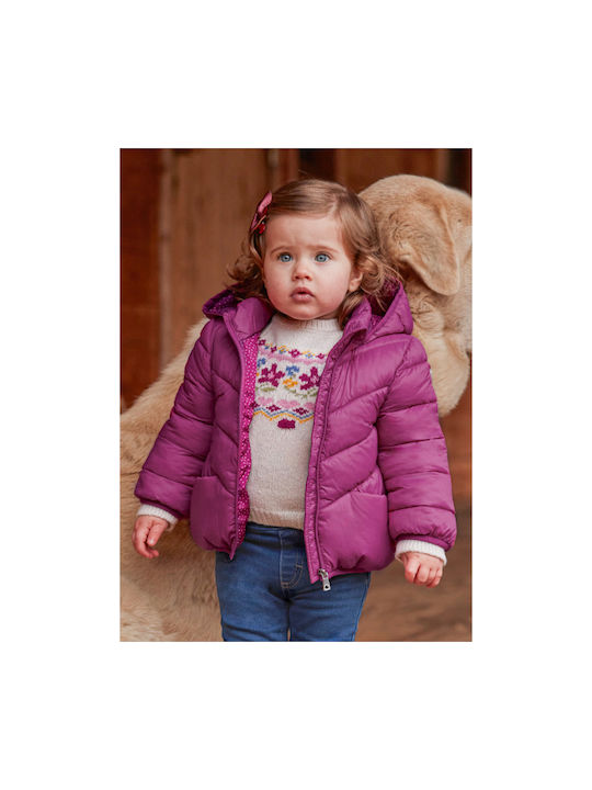 Mayoral Kids Casual Jacket Short with Hood Purple