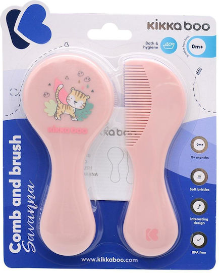 Kikka Boo Baby Brush & Comb Savanna Pink 2pcs