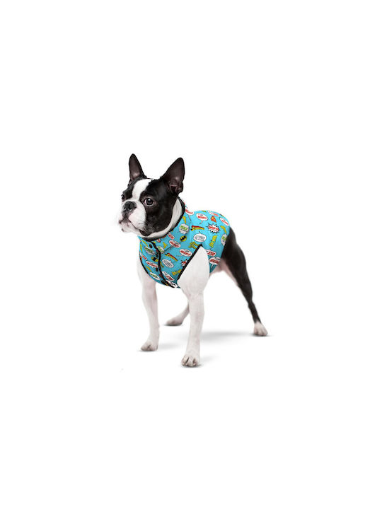 WauDog Blue Waterproof Dog Coat Small with 30cm Back Length