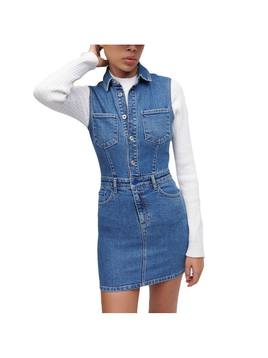 Karl Lagerfeld Sommer Mini Hemdkleid Kleid Blau