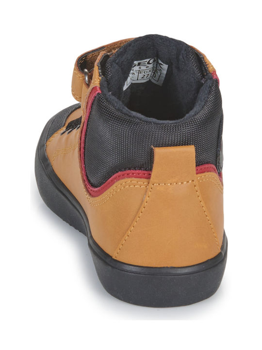 Gisli Anatomical Leather Kids Boots with Velcro Tabac Brown