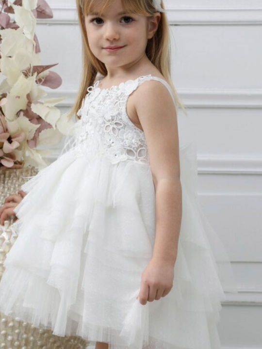 Mi Chiamo White Taufset Kleidung mit Haar-Accessoires & Kleid aus Tüll 2Stück