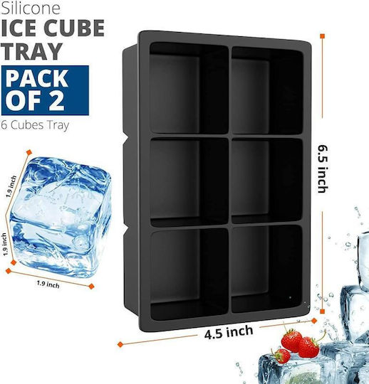 Viosarp Ice Tray Cube Silicone 6 Slots Black 5206753041030