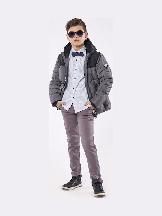 Kids' Casual Jacket Short with Lining & Hood Gray