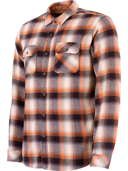 Long-sleeved Flannel Shirt Checked Brown