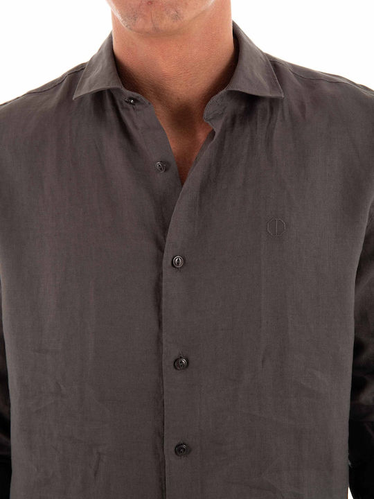 Dstrezzed Men's Shirt Long Sleeve Linen Black