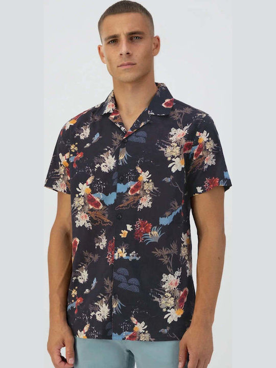 Short-sleeved Cotton Shirt Navy Blue