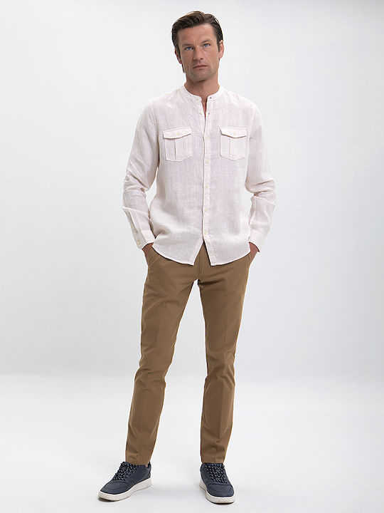 Markup Men's Shirt Long Sleeve Linen Beige