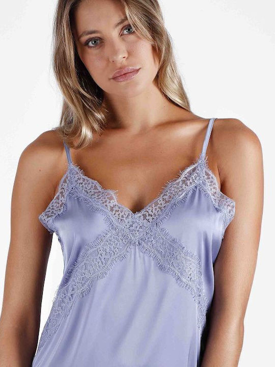 Admas Sommer Satin Babydoll Hellblau