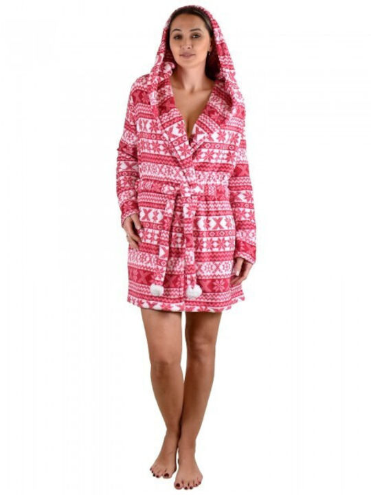 Infiore Winter Women's Fleece Robe Red