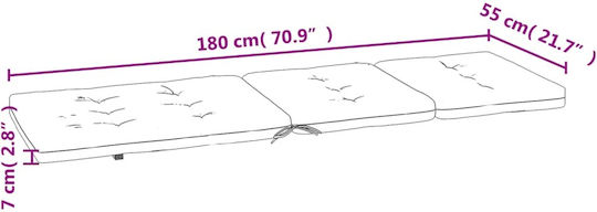 vidaXL Waterproof Sunbed Cushion with Backrest Multicolour 2 Pieces 55x180cm