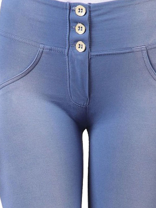 Wr.Up Mid Rise Skinny Damen Stoff Hose Push-up in Enger Passform Hellblau