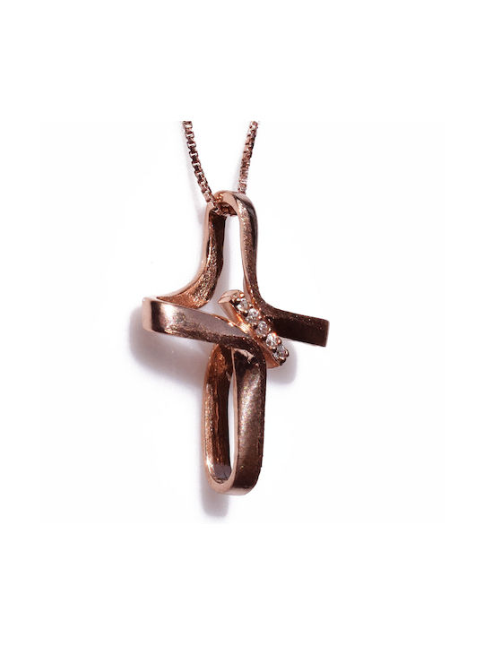 Bizoutaki Cross from Rose Gold Plated Silver with Chain