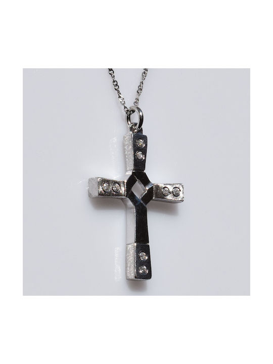 Bizoutaki Kreuz aus Rosé Silber mit Kette