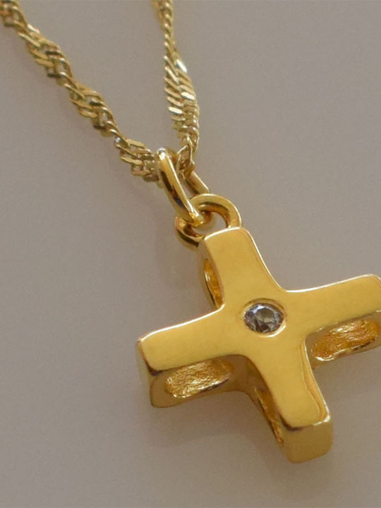 Bizoutaki Kreuz aus Vergoldetem Silber mit Kette