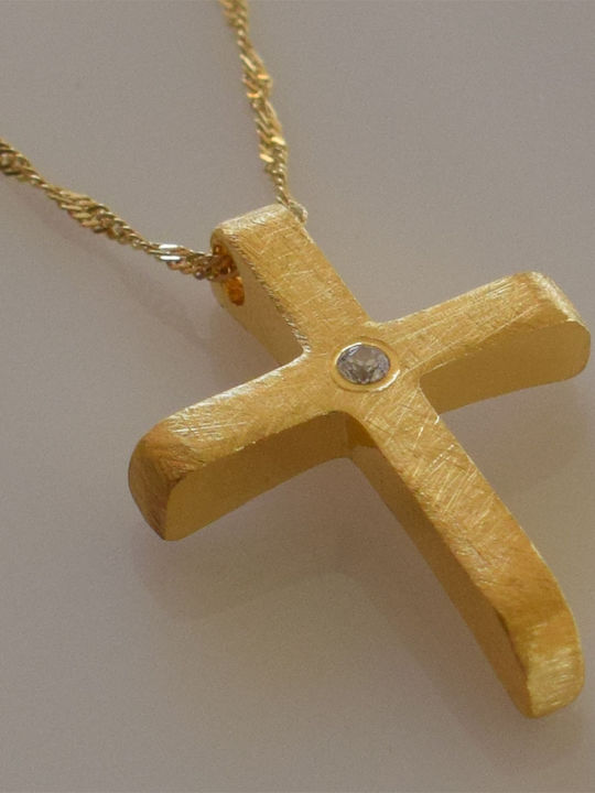Bizoutaki Kreuz aus Vergoldetem Silber mit Kette