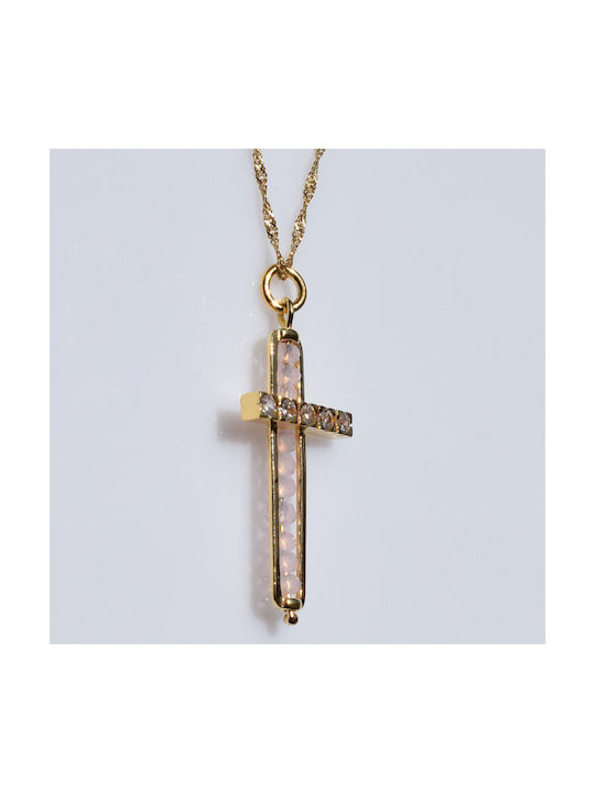 Bizoutaki Cross from Gold Plated Silver with Chain