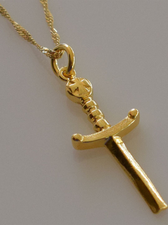 Bizoutaki Kreuz aus Vergoldetem Silber mit Kette