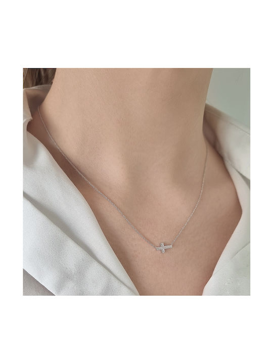 Arapinis Women's White Gold Cross 18K with Chain