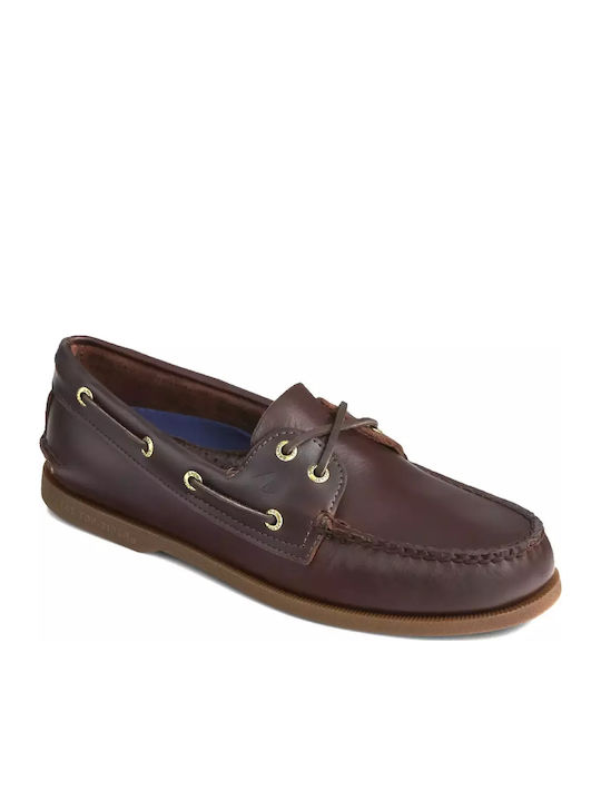 Authentic Original Δερμάτινα Ανδρικά Boat Shoes σε Καφέ Χρώμα