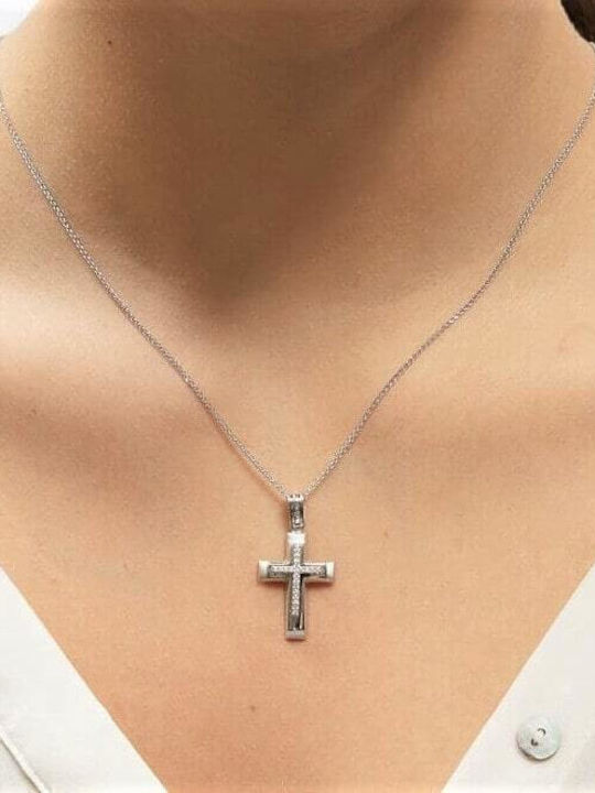 Eforo Дамски Бял златен Кръст 14K