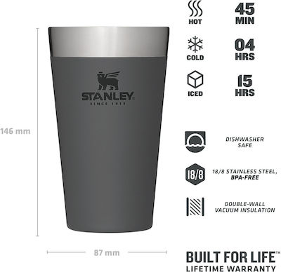 Stanley Stacking Glass Thermos Stainless Steel BPA Free Gray 470ml