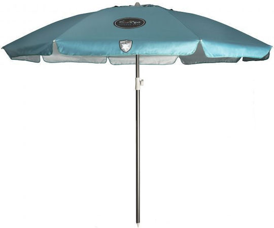 Campo Cuba 220 Beach Umbrella Diameter 2m with UV Protection Silver/Capri Blue