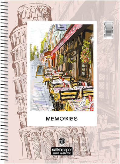 Salko Paper Spiral Notebook Ruled B5 120 Sheets 4 Subjects Memories Multicolour 1pcs