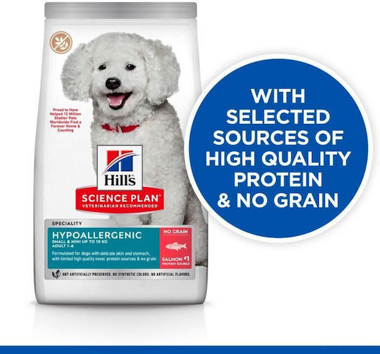 Hill's Science Plan Hypoallergenic 1.5kg Ξηρά Τροφή χωρίς Σιτηρά για Ενήλικους Σκύλους Μικρόσωμων Φυλών με Σολομό