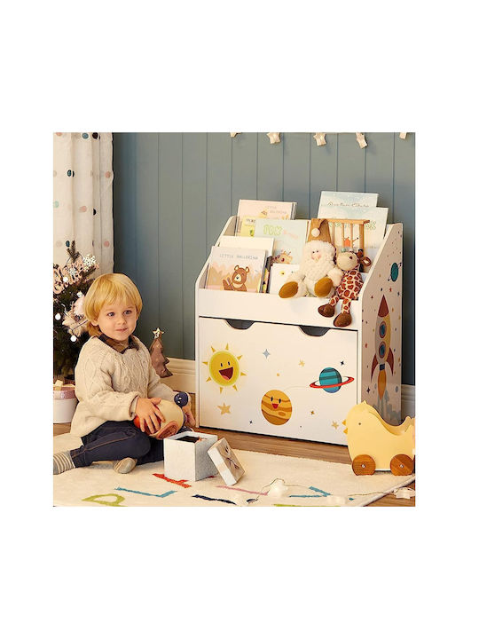 Kids Wooden Bookcase White 62.5x29.5x70cm