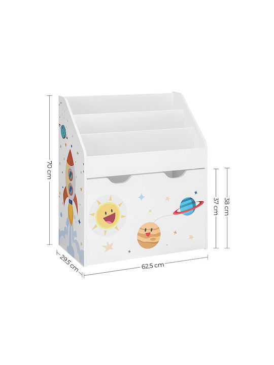 Kids Wooden Bookcase White 62.5x29.5x70cm