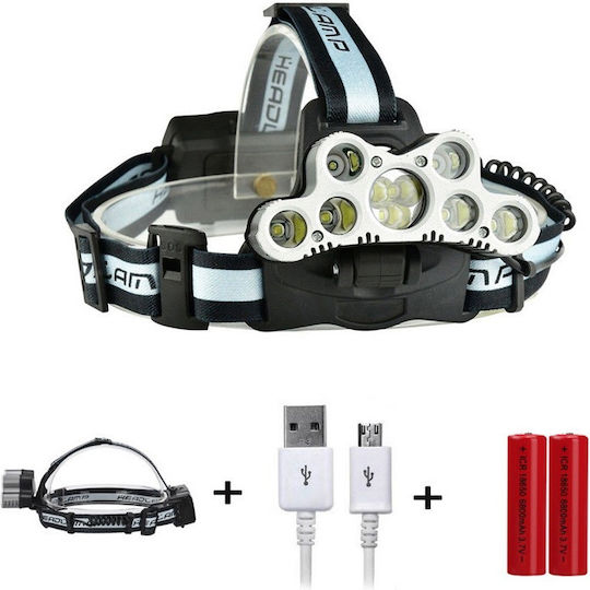 Cree Lumină de lucru și de sit, cu baterie Lanternă Frontală LED IPX6 cu Luminozitate Maximă 1900lm Negru