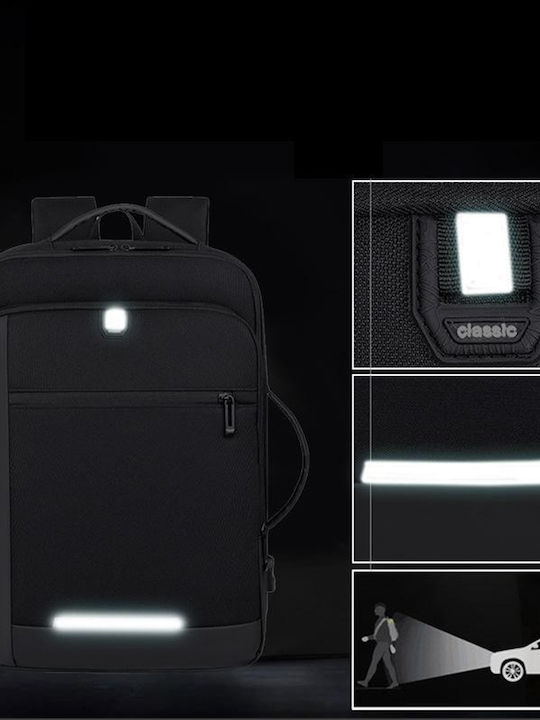 Playbags Collection Αδιάβροχη Τσάντα Πλάτης για Laptop 15.6" με Θύρα USB σε Μαύρο χρώμα