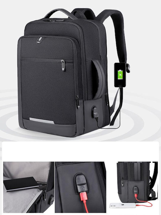 Playbags Collection Αδιάβροχη Τσάντα Πλάτης για Laptop 15.6" με Θύρα USB σε Μαύρο χρώμα