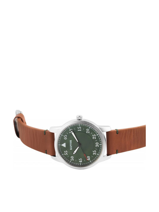 Raptor Men's Watch Battery with Brown Leather Strap