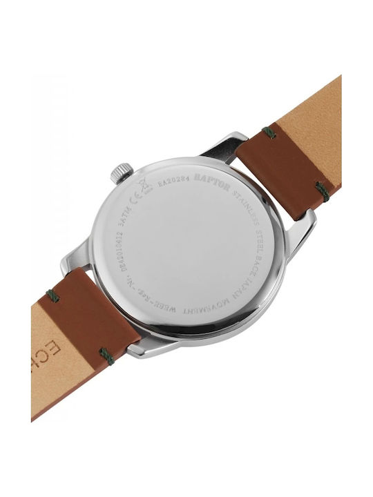 Raptor Men's Watch Battery with Brown Leather Strap