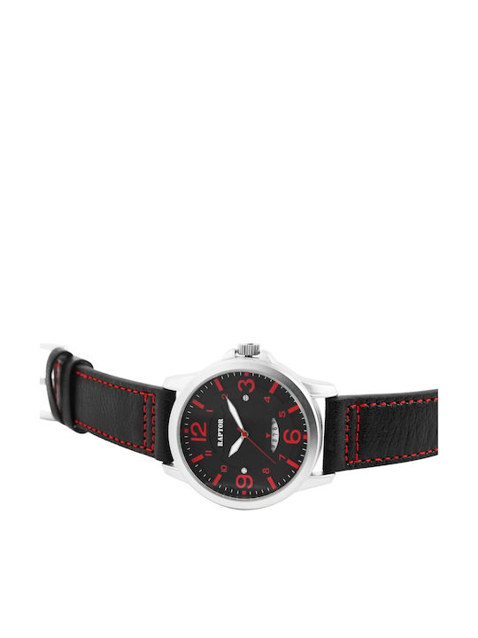 Raptor Men's Watch Battery with Black Leather Strap