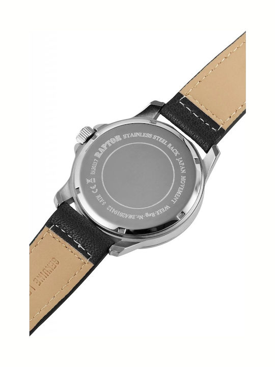 Raptor Men's Watch Battery with Black Leather Strap
