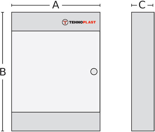 Tehnoplast Ηλεκτρολογικός Πίνακας Επιτοίχιος, Στεγανός, 4 Σειρών, 12 Στοιχείων