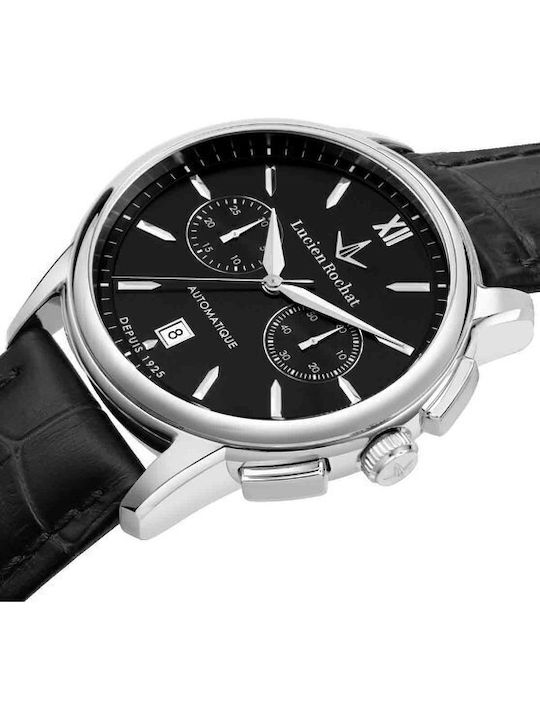 Men's Watch Chronograph Automatic with Black Leather Strap