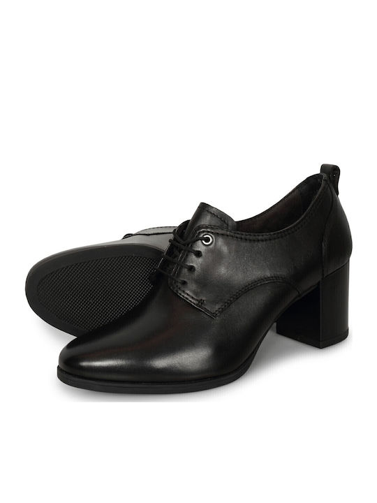 Кожени Дамски Ботуши Oxfords с Средна Пета Черни