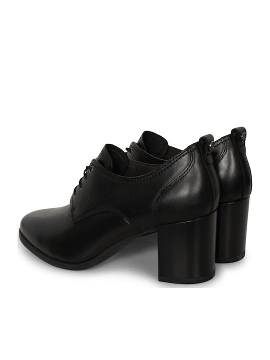 Кожени Дамски Ботуши Oxfords с Средна Пета Черни