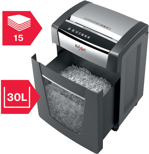 Rexel Καταστροφέας Εγγράφων Momentum Micro Cut 15 Φύλλων με Κάδο 30lt
