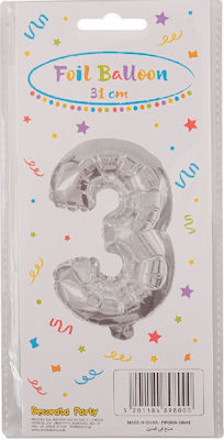 Balloon Foil Number 3 Silver No.3 31cm