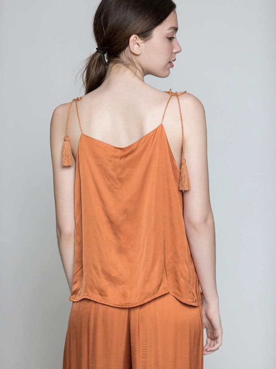 Damen Sommer Bluse Ärmellos Beige