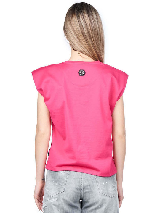 Philipp Plein Women's Summer Blouse Sleeveless Fuchsia