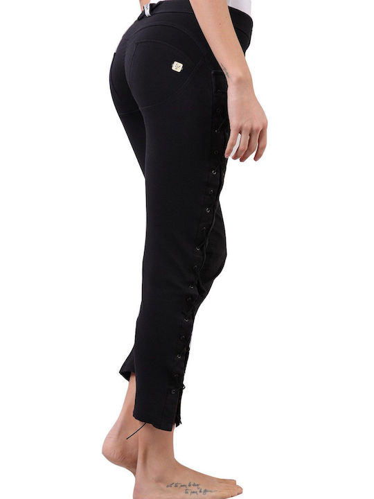 Freddy Wr Women's Cotton Capri Trousers Push-up in Slim Fit Black