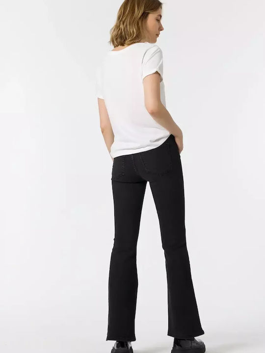 Talie înaltă Blugi de damă Evazați cu croială bootcut Negru